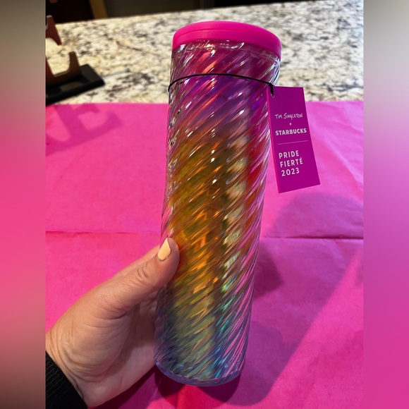 NEW 2023 Starbucks x Tim Singleton Spiral Rainbow Swirl Travel Tumbler 16oz - Picture 6 of 9